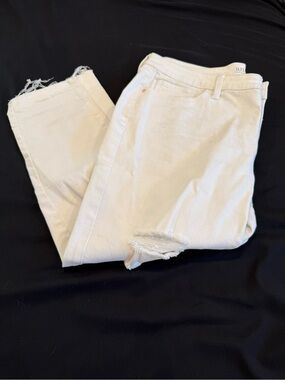 a.n.a White Straight Leg Distressed Jeans